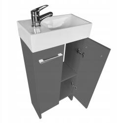 Paplinskimoebel Fürdőszoba szekrény mosdó alá álló mosdóval szürke grafit 40 x 22 kicsi (Szafka stojąca z umywalką szara półka MALIBU)