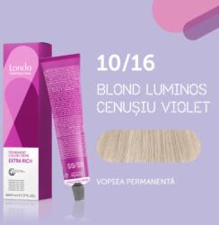 Londa Professional Vopsea de par permanenta Londa Professional Permanent Color Cream 10 16, Blond Luminos Cenusiu Violet, 60 ml
