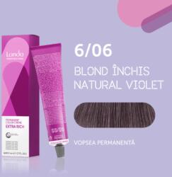 Londa Professional Vopsea de par permanenta Londa Professional Permanent Color Cream 6 06, Blond Inchis Natural Violet, 60 ml