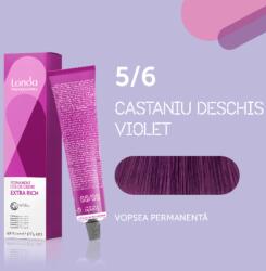Londa Professional Vopsea de par permanenta Londa Professional Permanent Color Cream 5 6, Brunet Deschis Violet, 60 ml