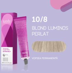 Londa Professional Vopsea de par permanenta Londa Professional Permanent Color Cream 10 8, Blond luminos Perlat, 60 ml