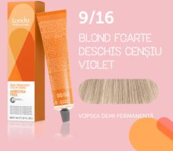 Londa Professional Vopsea de par demi-permanenta Londa Professional Demi-Permanent Color Cream 9 16, Blond Foarte Deschis Violet Cenusiu, 60 ml