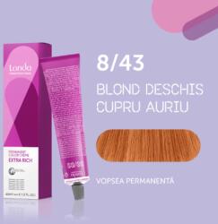 Londa Professional Vopsea de par permanenta Londa Professional Permanent Color Cream 8 43, Blond Deschis Cupru Auriu, 60 ml