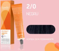 Londa Professional Vopsea de par demi-permanenta Londa Professional Demi-Permanent Color Cream 2 0, Negru, 60 ml