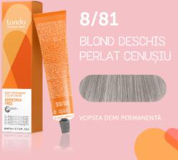 Londa Professional Vopsea de par demi-permanenta Londa Professional Demi-Permanent Color Cream 8 81, Blond Deschis Cenusiu Perlat, 60 ml