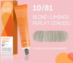 Londa Professional Vopsea de par demi-permanenta Londa Professional Demi-Permanent Color Cream 10 81, Blond Luminos Cenusiu Perlat, 60 ml