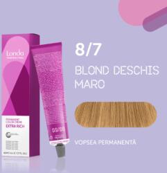 Londa Professional Vopsea de par permanenta Londa Professional Permanent Color Cream 8 7, Blond Deschis Maro, 60 ml