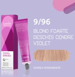 Londa Professional Vopsea de par permanenta Londa Professional Permanent Color Cream 9 96, Blond Foarte Deschis Cendre Violet, 60 ml
