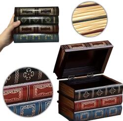  Doboz Széf Hamis Fa Könyvek Tárolására Vintage modell A (RQ420949)