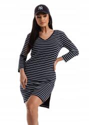 Och Bella Ruha kötött nyári pamut ceruzaszoknya csíkos sötétkék-fehér M (5904882064851)