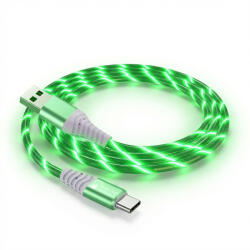  Cablu Date si Incarcare USB-A la USB-C, PRESTIGE CHARGE®, LED Luminos Verde, 18W, 480 Mbps, Universal, Compatibil, Apple, iPhone, Samsung, Android, Type C, Design Premium, Efect Luminos, Lungime 2m, V