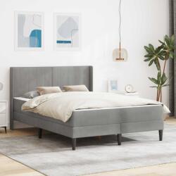 vidaXL Рамка за легло с матрак Светлосиво 140 x 190 cm Кадифе (3414861)