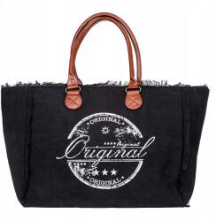  Vivi Paris Hétvégi Strandtáska Shopper Táska Fekete Vászon 65×20×38cm (10903-AN20-B)