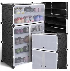 Gockowiak Cipősszekrény Moduláris Könyvespolc Rendszerező Fekete 18 Pár Műanyag 6 Szint (5902340321713)