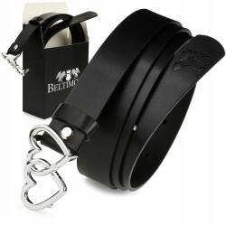 Beltimore Bőr öv fekete női csat ezüst szív elegáns Beltimore (D55_80)