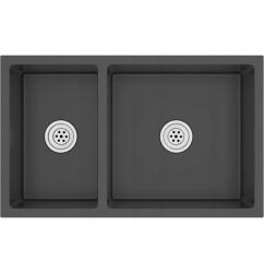 vidaXL Egymedencés Mosogató Vidaxl Acél Fekete Konyha (8720286556382)