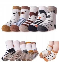  5 db pamut baba/kisgyermek zokni csúszásgátlóval 1-3 éveseknek Állatos M (HMXBW-M-5DW)