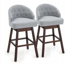 Costway Hoker Szék 2 Db Bárszék Szürke Fém Costway (JV10541GR)