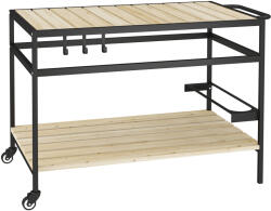 Outsunny Kerti zsúrkocsi fa lamellákkal és acéllal, polccal és fogantyúval, 107x65x80 cm