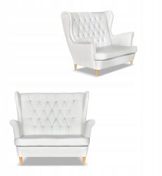  Gaja Karosszékes Kanapé, Ökológiai Bőr, Skandináv Stílus, Family Furniture, Fehér