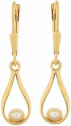  Arannyal Bevont Ezüst Fülbevaló Barokk Édesvízi Tenyésztett Gyönggyel, PCY11649