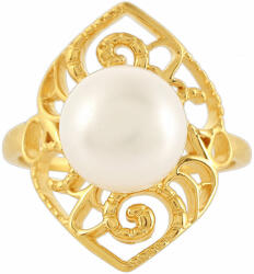  Arannyal Bevont Ezüst Gyűrű Barokk Édesvízi Tenyésztett Gyönggyel, PCY11630/59