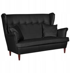  Skandináv Öko-Bőr Karosszékes Kanapé, Nem Átalakítható, Family Meble, Fekete