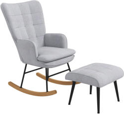  HOMCOM Hintaszék ottománnal, skandináv dizájn, bükkfa, steppelt, 64 cm x 89 cm x 90 cm, szürke