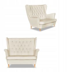  Gaja Karosszékes Kanapé, Ökológiai Bőr, Skandináv Stílus, Family Furniture, Bézs