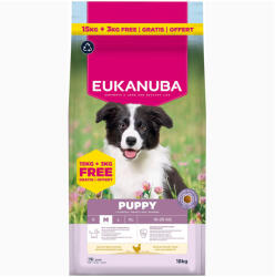 EUKANUBA 15 + 3 kg ingyen! 18 kg Eukanuba Premium Nutrition csirke bónuszcsomagban - Puppy Medium Breed csirke 15 + 3 kg ingyen!