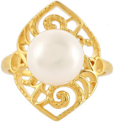  Arannyal Bevont Ezüst Gyűrű Barokk Édesvízi Tenyésztett Gyönggyel, PCY11630/62