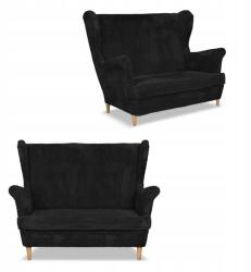  Bonito Skandináv Kordbársony Csíkos Szárnyas Kanapé Family Furniture Fekete