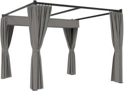 Outsunny Kerti pergola behúzható tetővel és függönyökkel, fémből és poliészterből, 300x300x227 cm, világosszürke