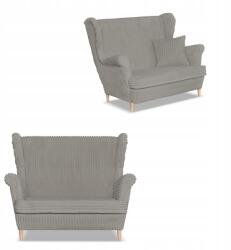  Rene Estella Skandináv Szárnyas Kanapé Family Furniture, Szürke Kordbársony