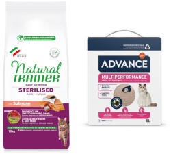 Natural Trainer 10kg Natural Trainer Sterilised száraz macskatáp + 6 l macskaalom ingyen akcióban - Lazac