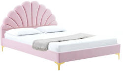  Ágy ágyráccsal, 140x200, rózsaszín Velvet szövet, ISADORA