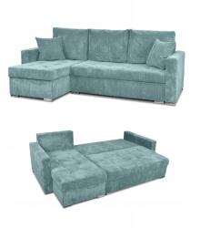  Bonito Sarokkanapé Ágy Alvási Funkcióval Family Furniture Zöld Kordbársony