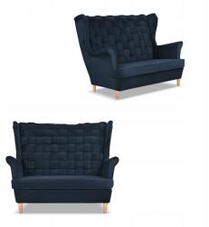  Carol Wingback Kanapé, Sötétkék Skandináv 2 Üléses Kanapé Rugókkal Családi Bútorok