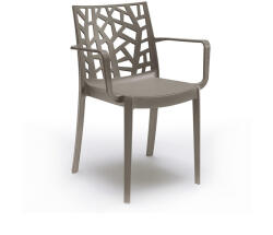 Leziter Scaun de grădină Trinity din plastic cu cotiere cappuccino (LBITRIKTA)