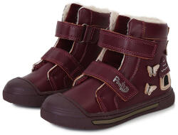 Ponte20 Ghete copii, imblanite, fete, talpa supinata, velcro, visiniu cu fluturasi, Ponte20, 28/32 violet (13B57C)