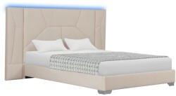  Ágy ágyráccsal és LED világítással, 160x200, bézs Velvet szövet, ALTESA