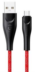 USAMS u41 adatkábel, usb - microusb, 2a, gyorstöltő, 300cm, törésgátló, cipőfűző, piros (SJ399USB02)