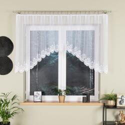 Markizeta Jacquard függöny, Felszerelésre kész, Żaneta modell, 400x105 cm, Marquise, Fehér (MAR_73280)