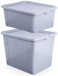 Vilde Tárolóedény készlet, Vilde, 2 db, Szürke, 20 l és 30 l, Fedővel, Multifunkcionális rendszerező otthonra, Iroda, Műhely, Kert (SET345)