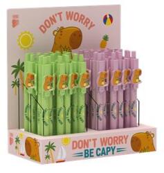 ICO Golyóstoll display, 0, 8 mm, nyomógombos, vegyes, ICO "Capybara", kék (TICCBD48)