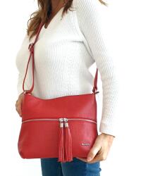 RIALTO piros előzsebes, dupla rojt húzókás, bőr divattáska RX377DO-05 - taskaweb