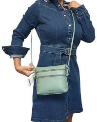 RIALTO fém logós átvetős pisztáciazöld, dupla előzsebes kis bőrtáska RX371DO-F2