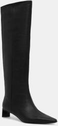 Calvin Klein bőr csizma SET BACK KITTEN HEEL KNEE BOOT - fekete Női 36