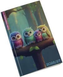 Realsystem Diák zsebkönyv REALSYSTEM papírborító 125x205mm bagoly 2026-2027 (5313-71) - robbitairodaszer