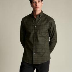 Charles Tyrwhitt Non-Iron Twill Check Shirt - Olive Green / Navy - M